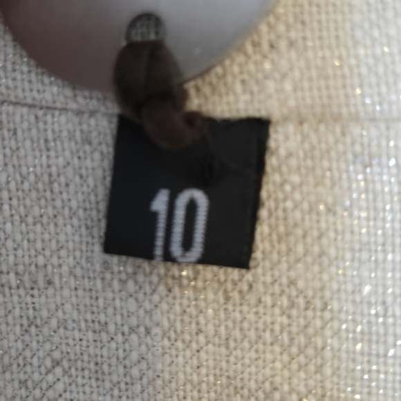 Linen Floral Bohemian Cropped Lined Blazer Quiet Luxury Neutral Size 10 - Picture 12 of 12